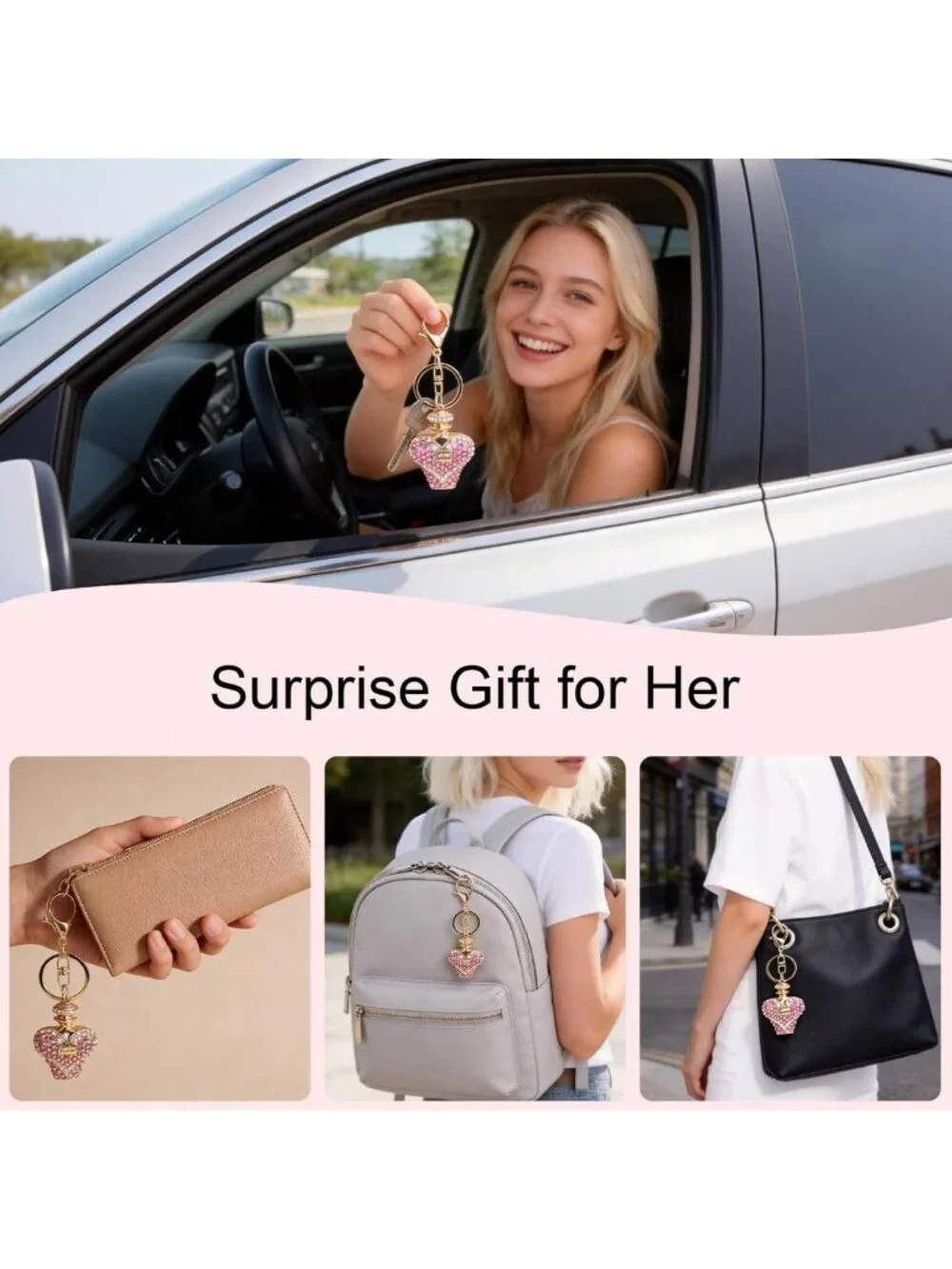Vintage Car Keychain for Women & Girls | Cute Designer Charms for Purses